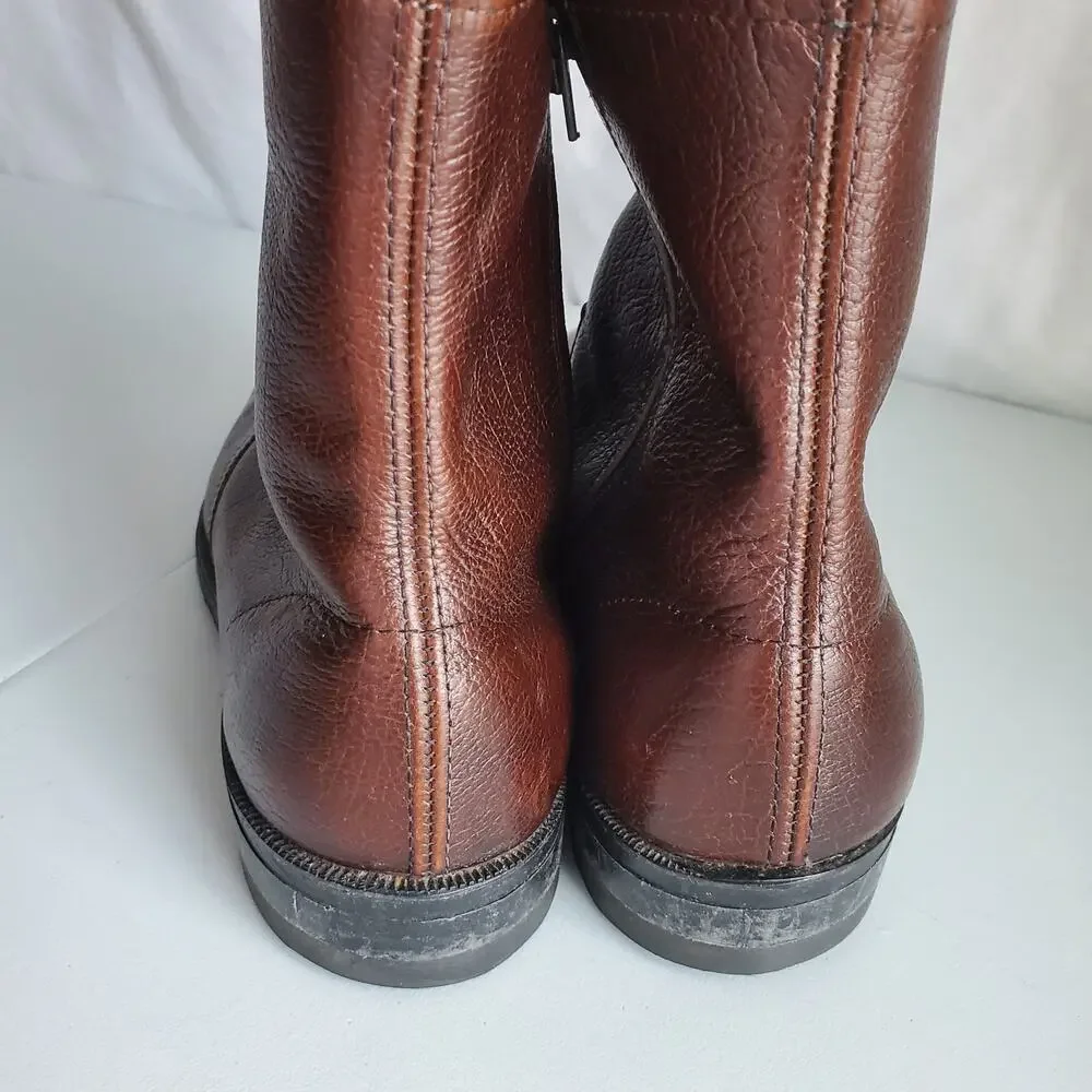 Vtg Men KNAPP Brown Leather Steel Toe Engineer Work Biker Boot 9 EE Dressy USA